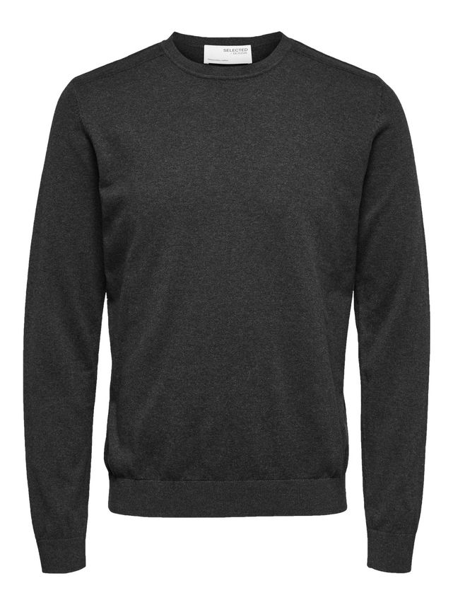 Klassisk Pima Bomuldsstriktrøje til Mænd - Slhberg Crew Neck