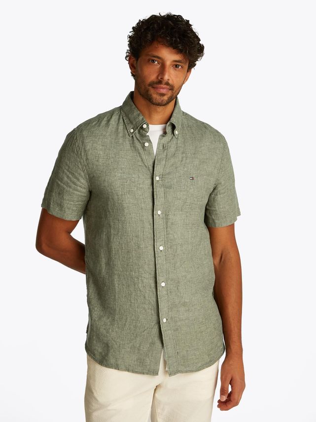 Pigment Dyed Linen Rf Shirt S S fra Tommy Hilfiger