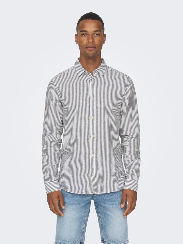 Onscaiden Ls Stripe Linen Shirt 660 fra Only & Sons
