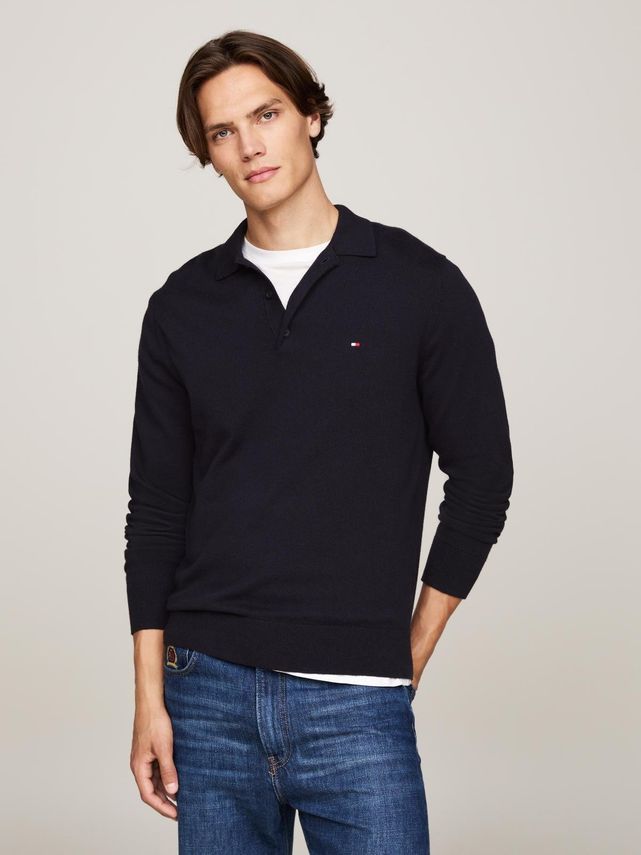 Pima Org Ctn Cashmere Ls Polo fra Tommy Hilfiger