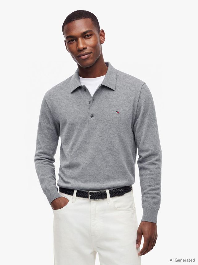 Pima Org Ctn Cashmere Ls Polo fra Tommy Hilfiger