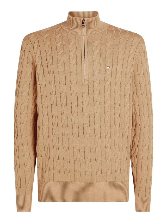 Classic Cotton Cable Zip Mock fra Tommy Hilfiger