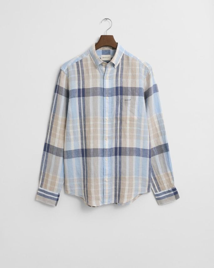 Reg Linen Madras Shirt fra Gant