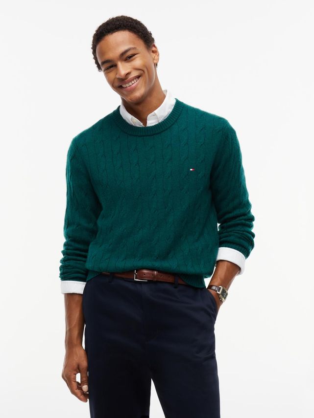 Lambswool Blend Cable Crew fra Tommy Hilfiger