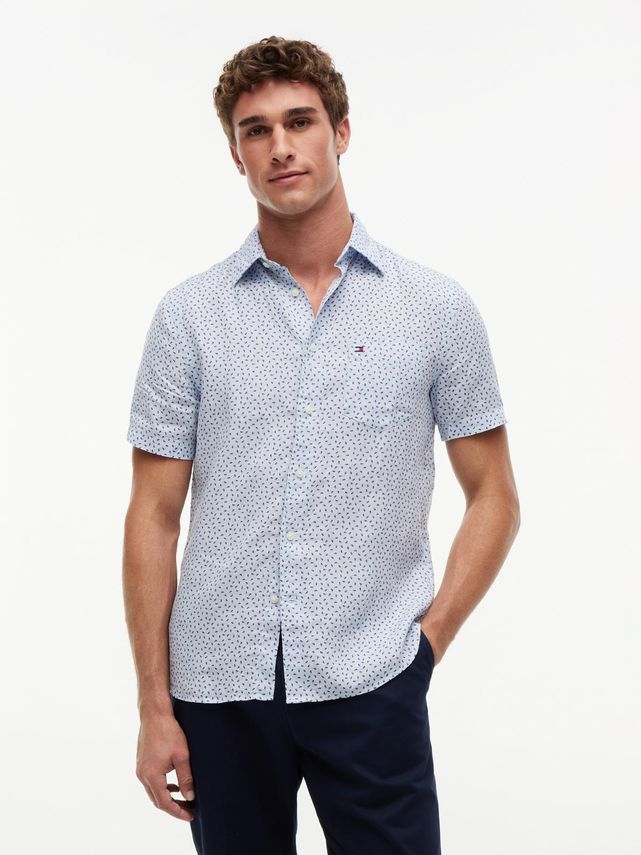 Linen Sailing Print Ss Rf Shirt fra Tommy Hilfiger