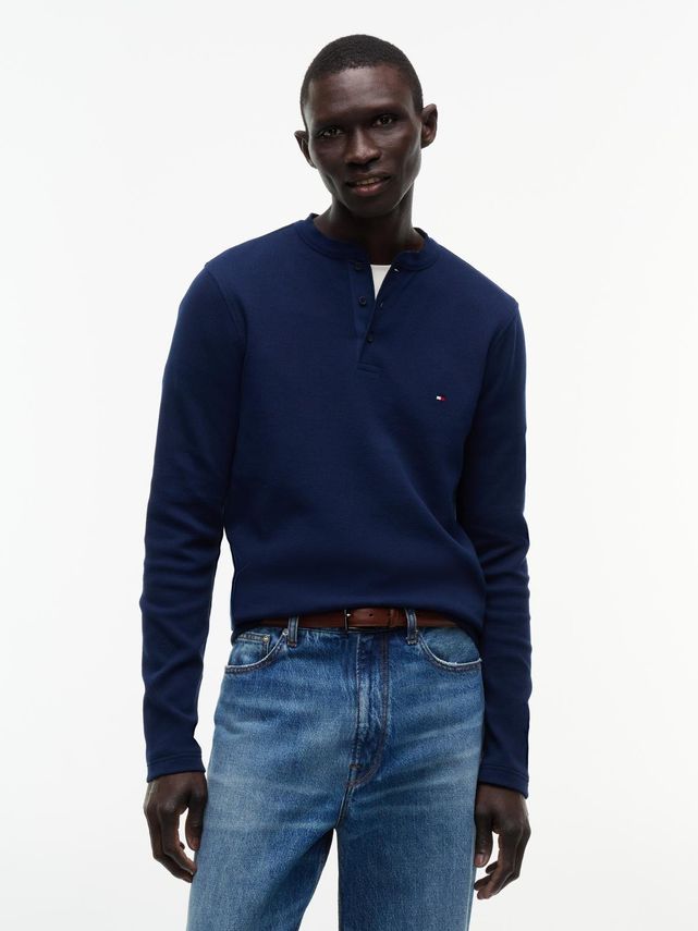 Waffle Texture Longsleeve Henley fra Tommy Hilfiger