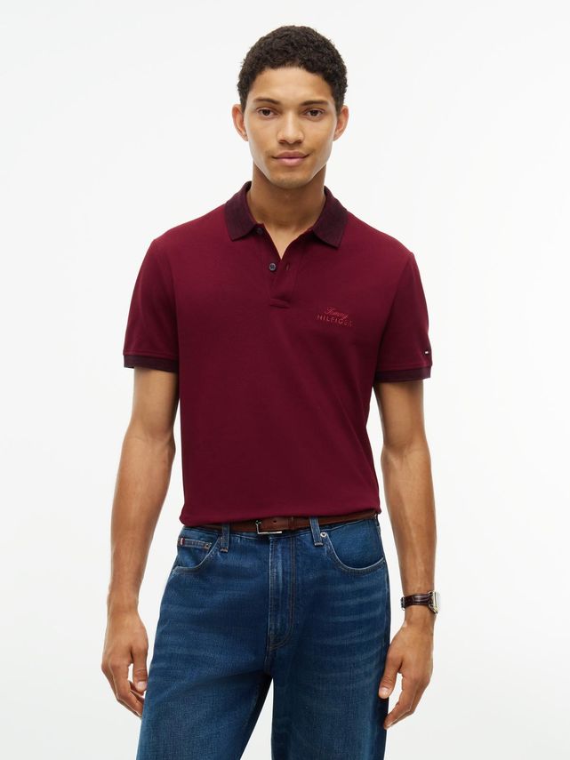 Pique Melange Collar Reg Polo fra Tommy Hilfiger