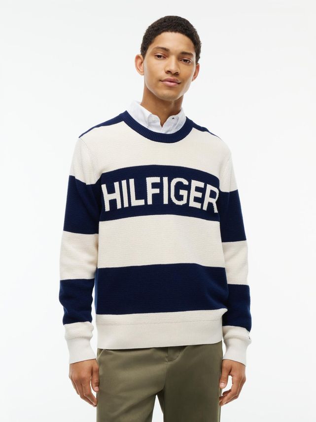 Waffle Cotton Graphic Crew Neck fra Tommy Hilfiger