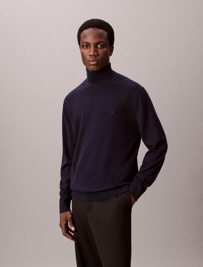 Ls Merino Mock Neck Swtr 14gg fra Calvin Klein