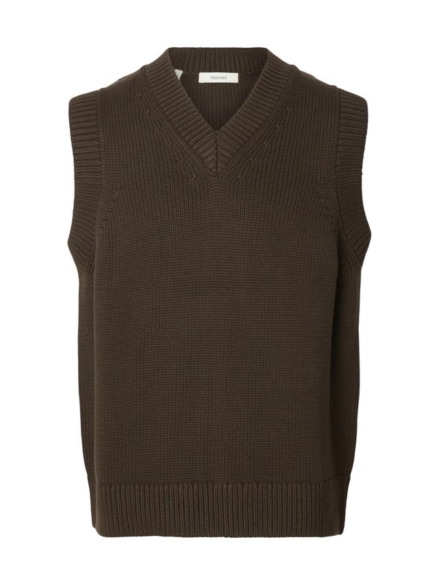 Slmbraun Heavy Knit Vest fra Selected