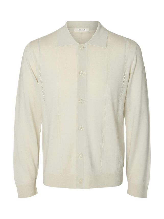 Slmtray Ls Merino Struc Polo Cardig fra Selected