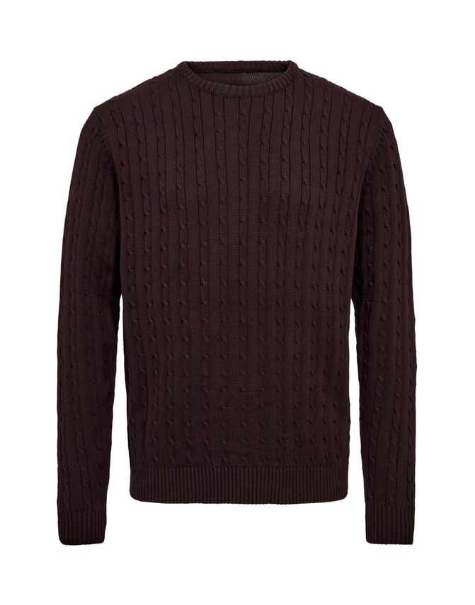 Cable O Neck Knit Regular Fit fra Black Blue