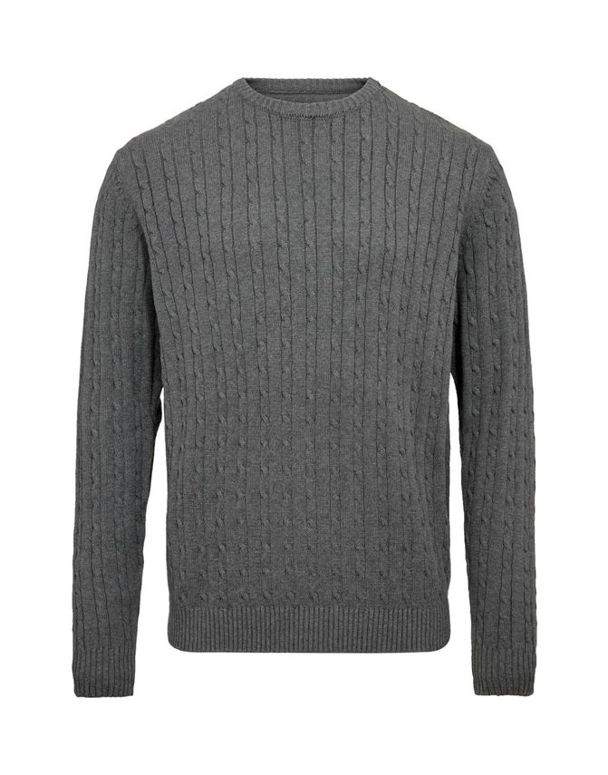 Cable O Neck Knit Regular Fit fra Black Blue