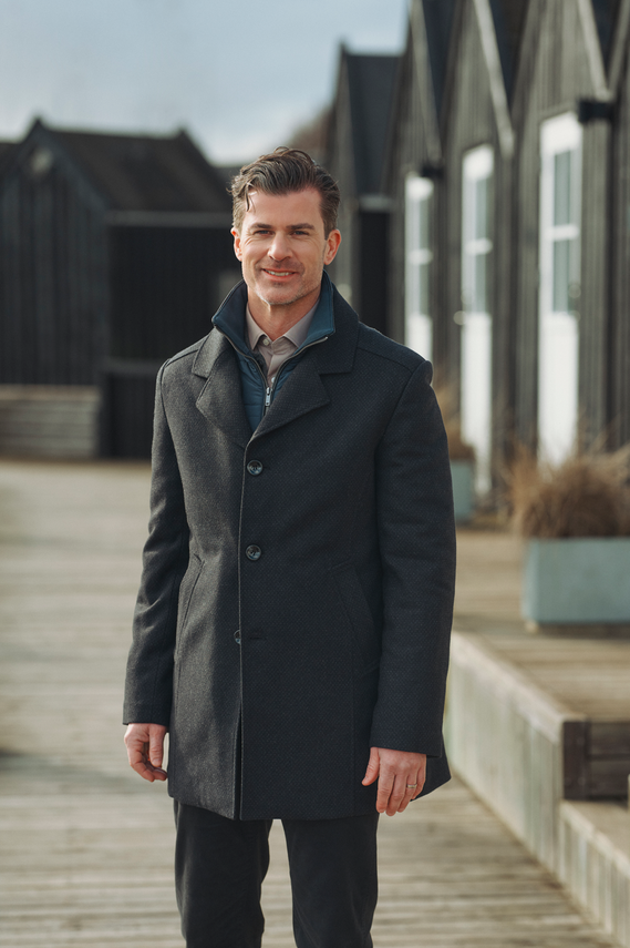 Mens Wool Jacket Regular Fit fra Black Blue